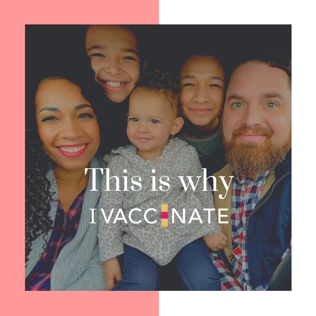 Family with text: this is why I vaccinate