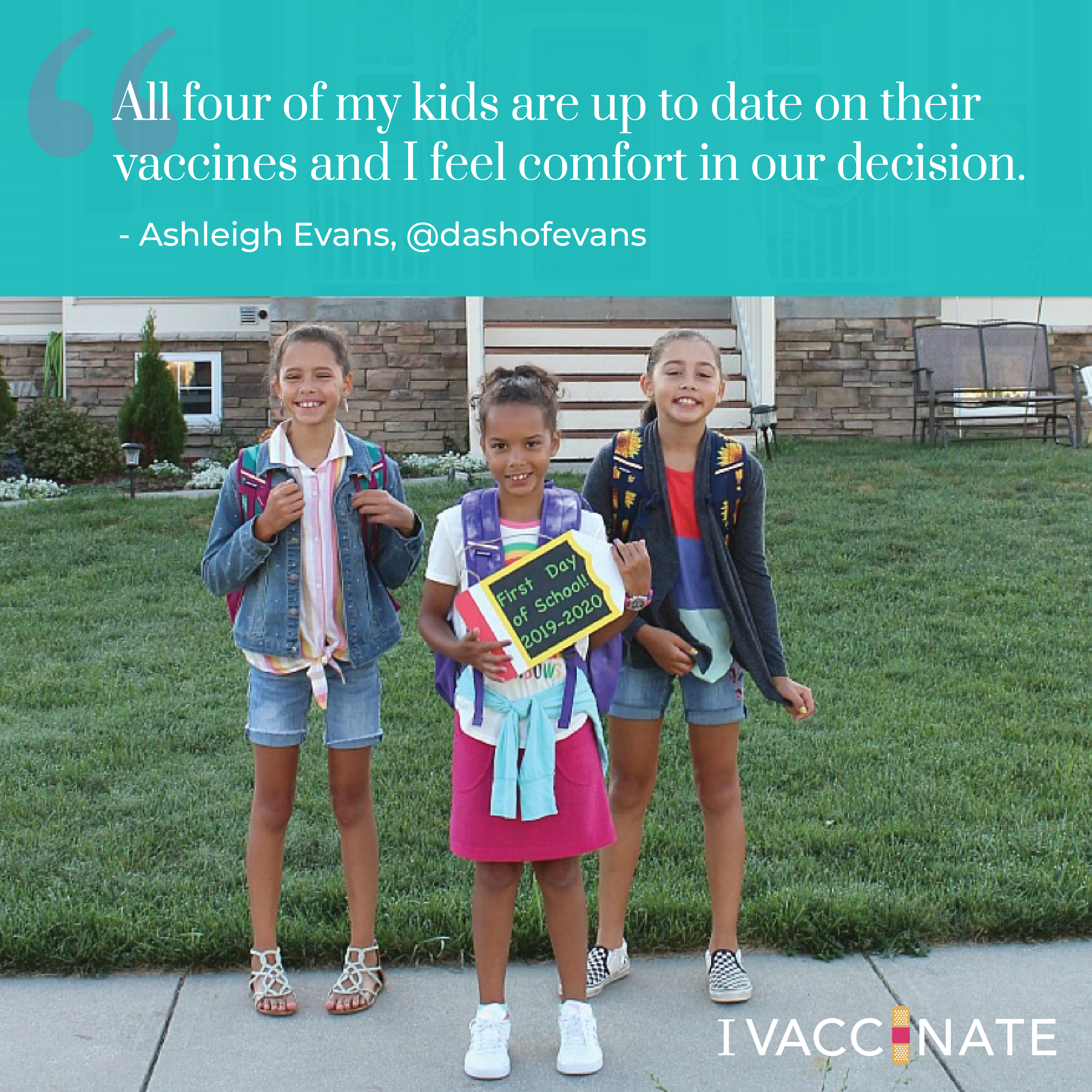 Children on first day of school in front of home