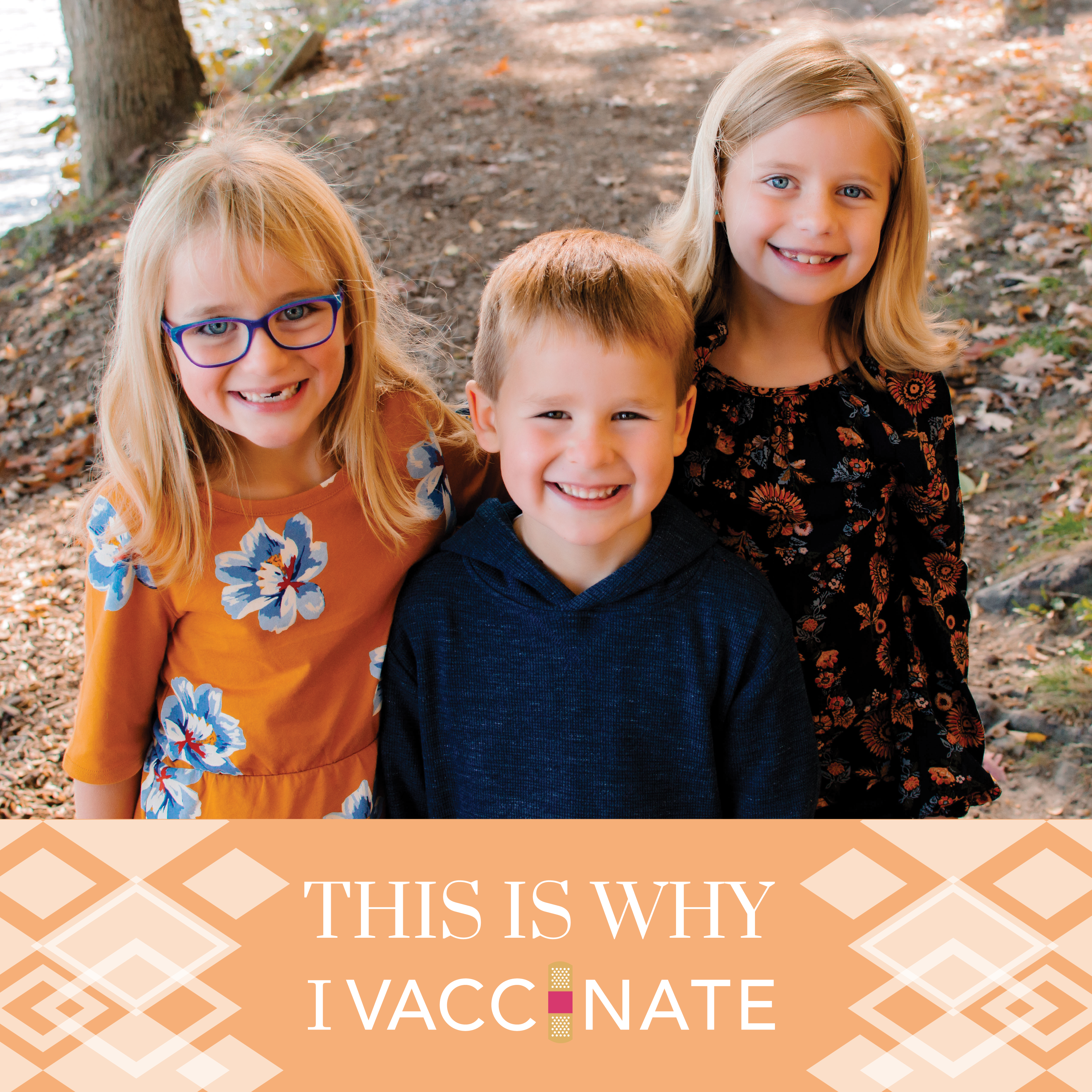 three children with "this is why I vaccinate" banner