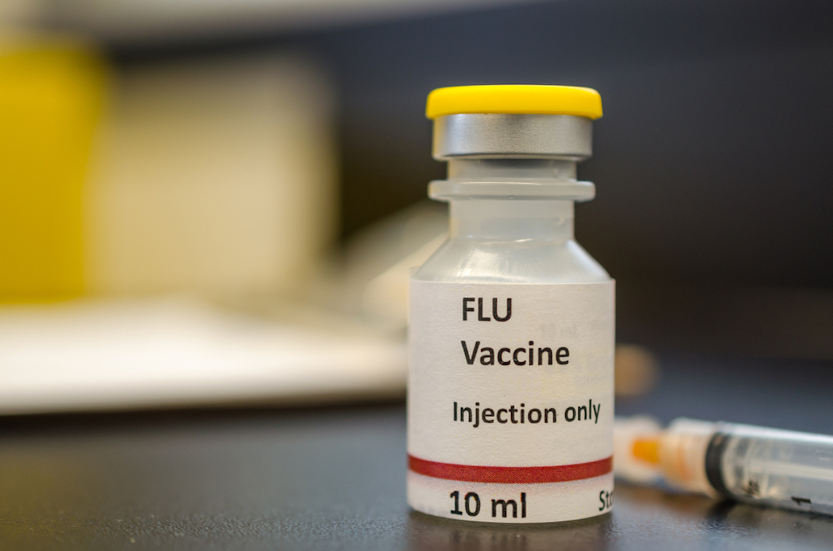 Bottle of the flu vaccine