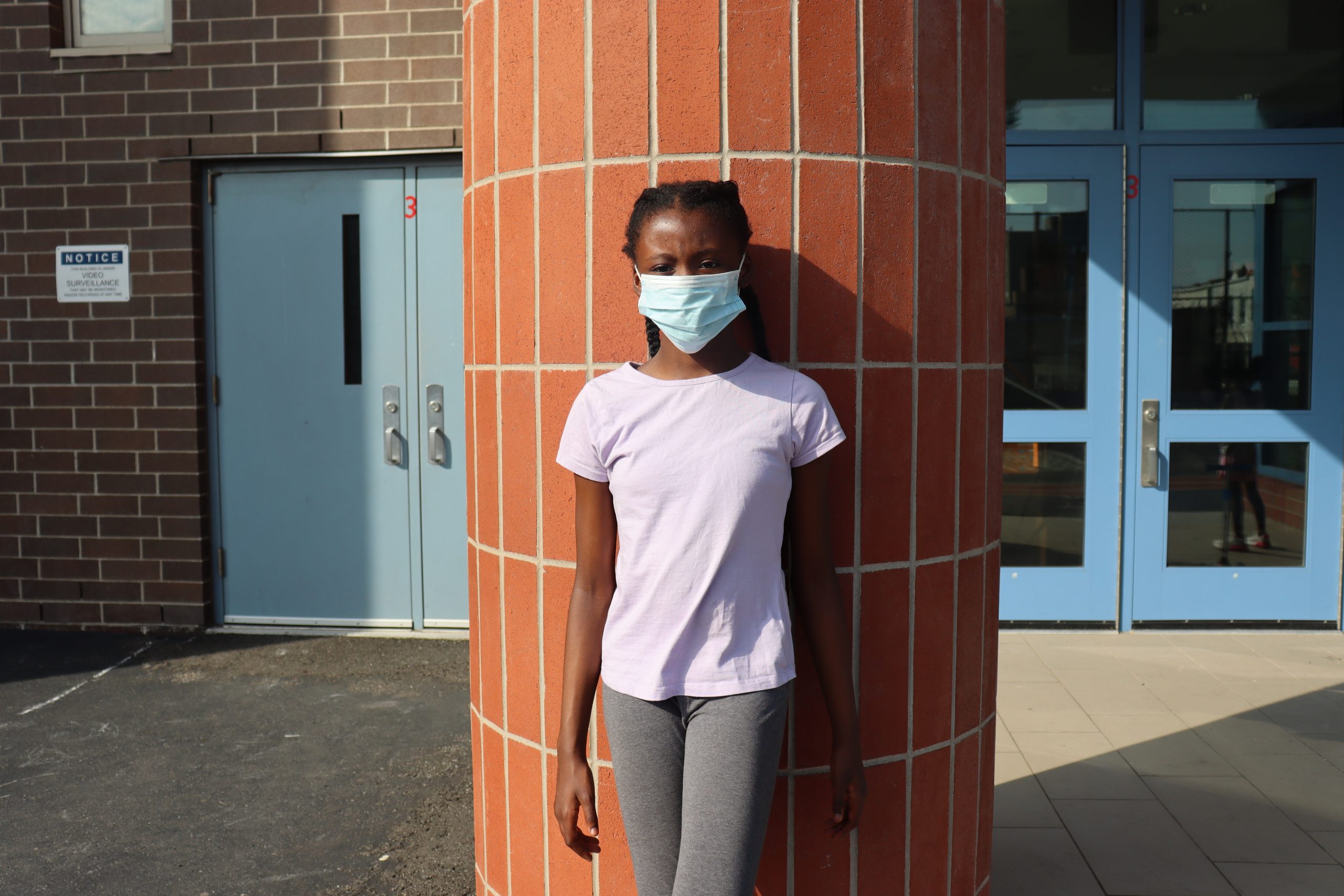 girl student wearing mask
