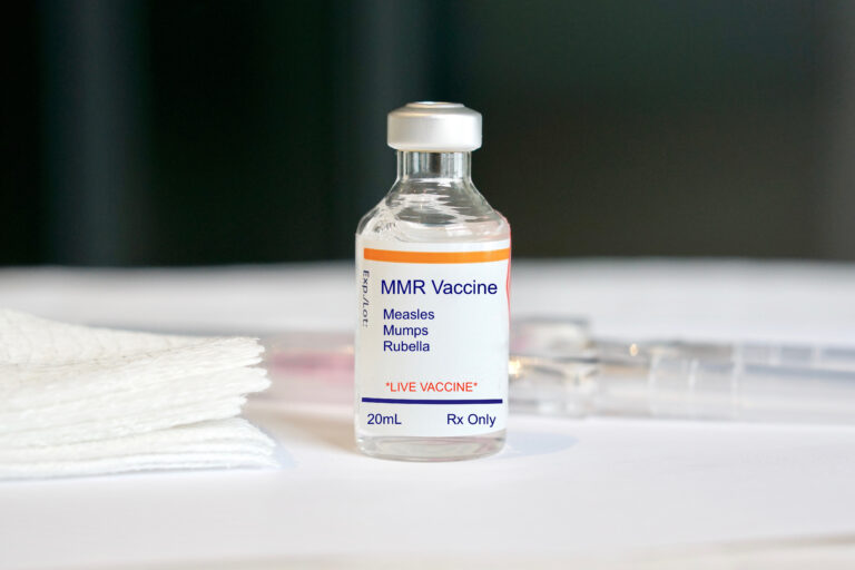 Glass vial of the MMR vaccine