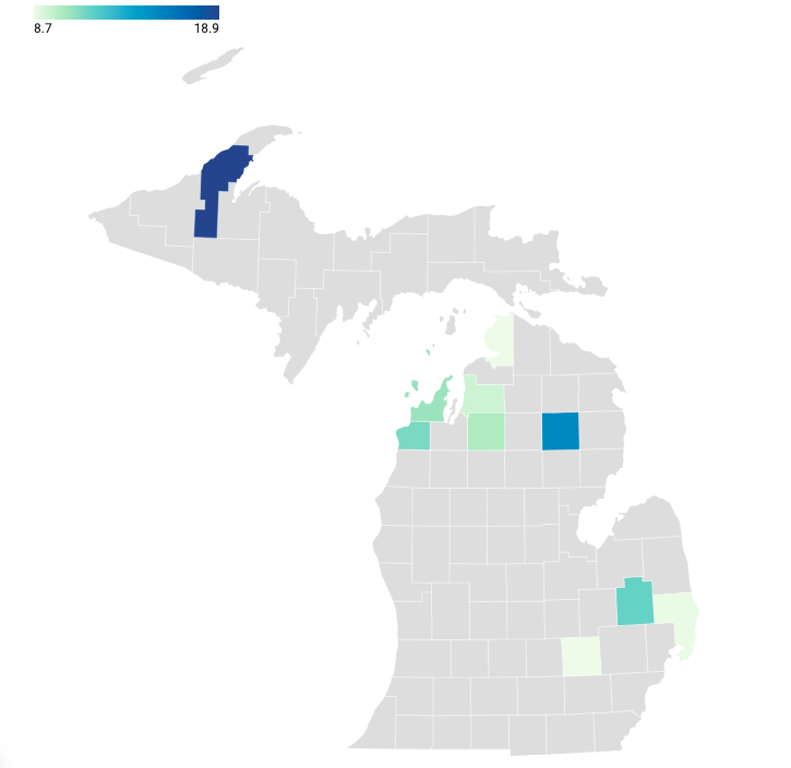 Map of Where school vaccine exemptions are highest in Michigan