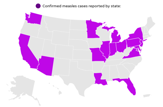 Confirmed Measles Cases Reported By State